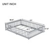 MAYEERTY Full Size Floor Bed with Fence and Door, Rubber Wood Floor Bed Guardrails Gray - 3 of 4