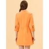 INSPIRE CHIC Women's 3/4 Sleeve Button Front Solid Color Flare Mini Shirt Dress - 4 of 4