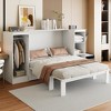 Angel Sar Farmhouse Twin Size Murphy Bed With Bedside Shelves And Wardrobe, Solid Wood Frame, White - 2 of 4