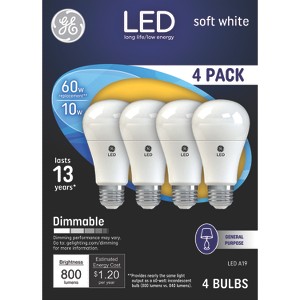 GE 4pk 60W A19 Light Bulb Soft White - 1 of 3