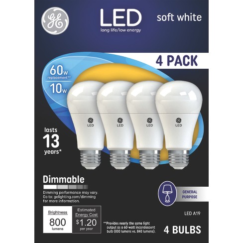 GE 4pk 60W A19 Light Bulb Soft White - image 1 of 3