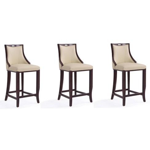 Set of 3 Emperor Upholstered Beech Wood Barstools - Manhattan Comfort - image 1 of 4