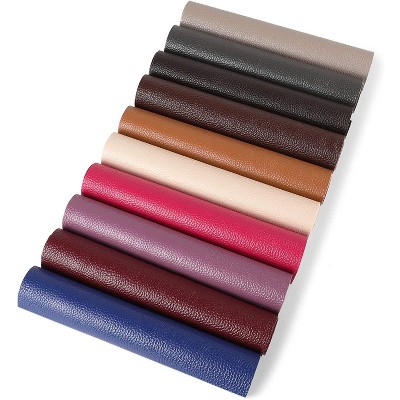 Bright Creations 10 Pack Faux Leather Fabric Sheets with Cotton Backing, 10 Colors (8 x 13.5 in)