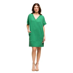 Maternity V-Neck Loose Fit Short Sleeve Pocket T Shirt Dress - 24seven Comfort Apparel™ - 1 of 4