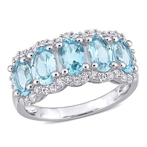 EVERLY JEWELRY | Sterling Silver 3 1/5 CT TGW Sky Blue Topaz White Topaz Fashion Ring - 1 of 4