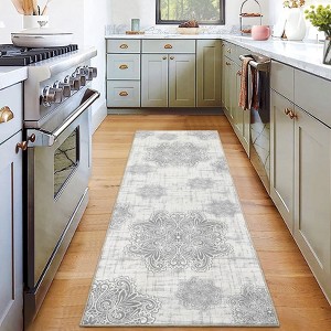 Vintage Machine Washable Area Rug Non Slip Soft Low Pile Rug Distressed Printed Rug Stain Resistant Non Shedding Ultra Thin Carpet - 1 of 4