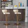 Velvet Bar Stools Set of 2 with Adjustable Height, 360¡ã Swivel, Chrome Footrest, and Metal Legs for Kitchen, Dining, or Bar - 2 of 4