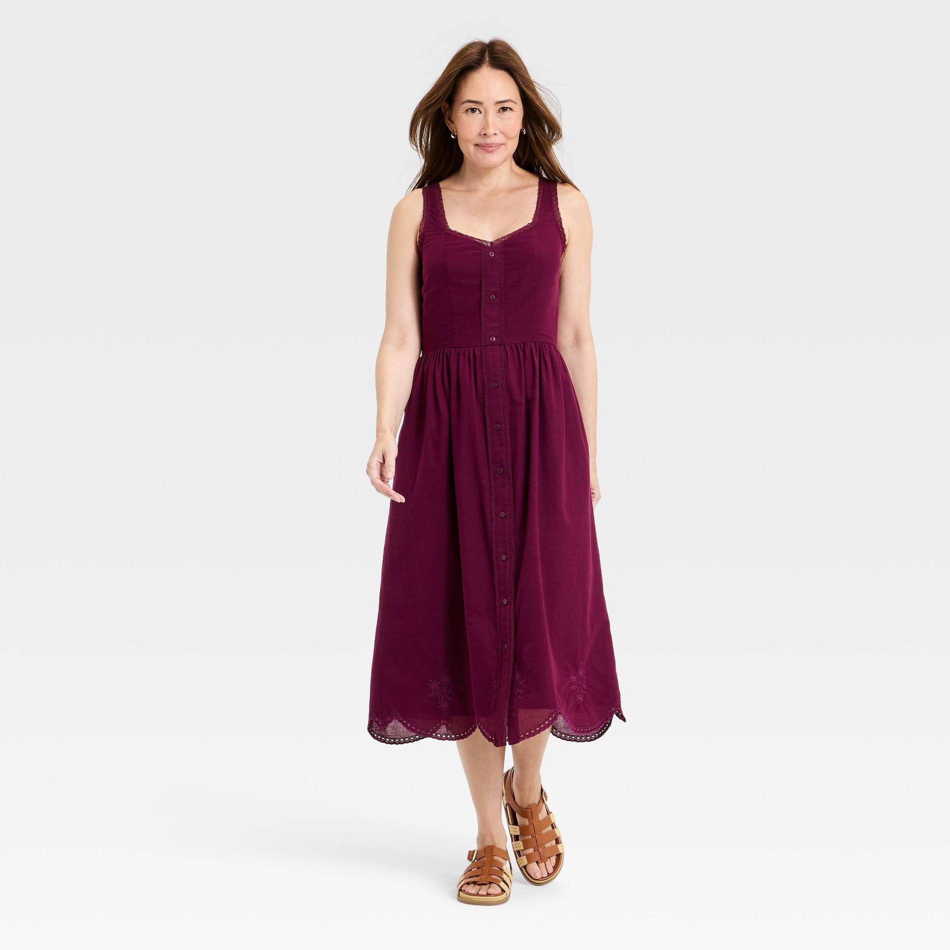 Women's Button-Up Midi A-Line Dress - Universal Thread™