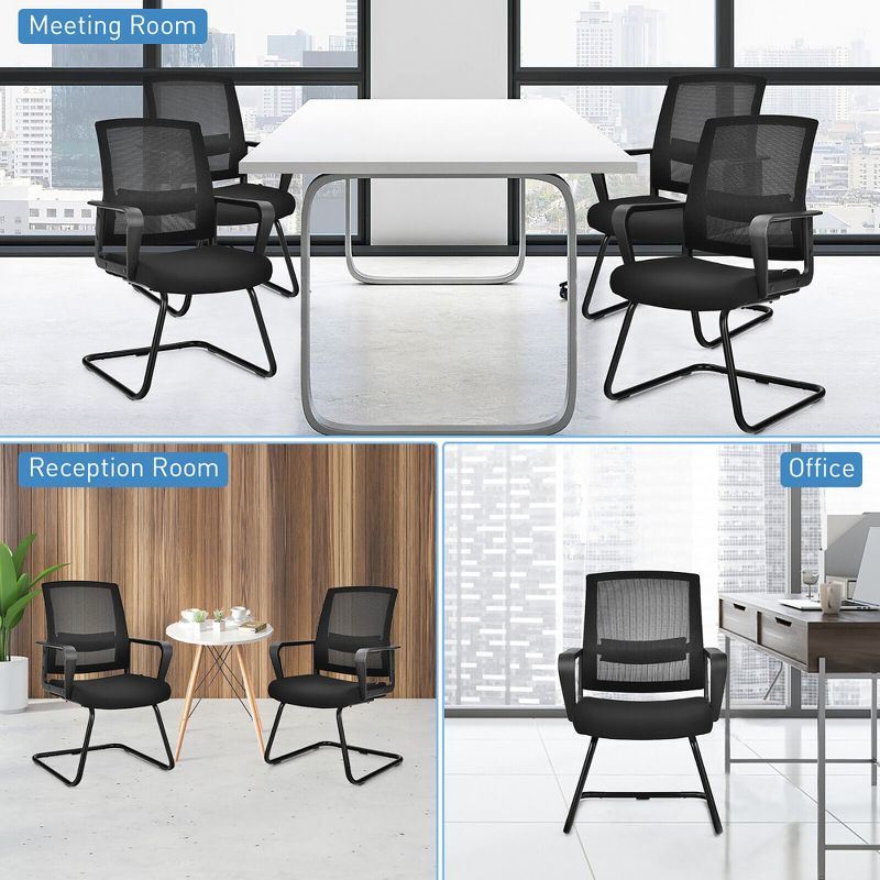 Tangkula Set of 12 Conference Chairs Mesh Reception Office Guest Chairs w/ Lumbar Support, 5 of 11
