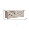 HomeRoots 52" White Distressed Solid Wood Carved Floral Storage Ottoman - 3 of 4