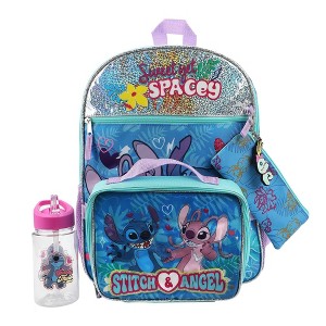 Lilo & Stitch Kids' 15.5L 5pc Backpack Set with Lights - Blue - 1 of 4