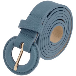 INSPIRE CHIC Womens 0.8" Width Textured Fashion Causal Faux Leather with Round Buckle Belts 1Pc - 1 of 4