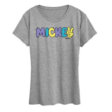 Women's Disney Mickey Multicolor Hand Peace Sign Short Sleeve
