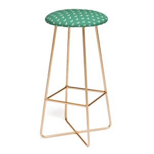 Maritza Lisa Retro Pink Leaf Pattern Barstool - Deny Designs - 1 of 2