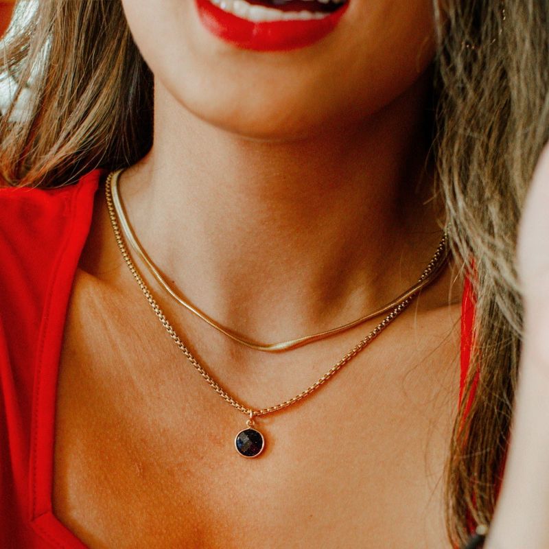 Gold Plated Black Agate Stone Pendant Necklace | ETHICGOODS, 3 of 5
