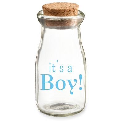 12ct Vintage Milk Favor Jar "It's a Boy" For Baby Shower Favor Gift