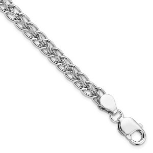 Black Bow Jewelry Sterling Silver 7mm Polished Oval & Twisted Link Chain Bracelet, 7.5in - 1 of 4