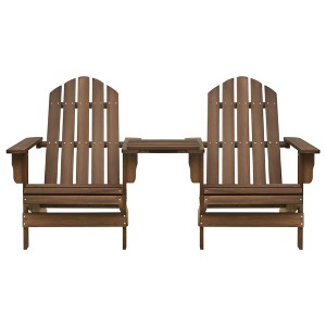 vidaXL Adirondack Chairs Patio Adirondack Chair with Tea Table Solid Wood Fir - Brown - 1 of 4