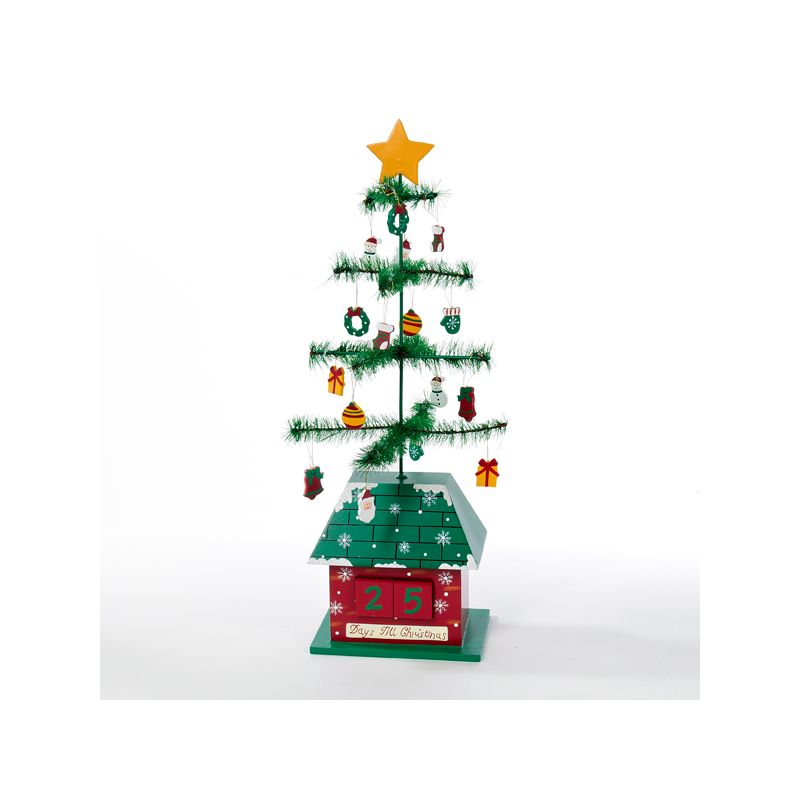 Kurt S. Adler 17” Green and Red Christmas Tree with Ornaments Days till Christmas Calendar, 1 of 2