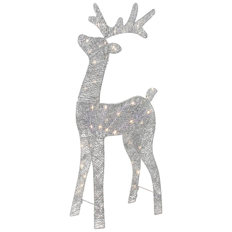 Northlight 39.5" LED Lighted Silver Glitter Reindeer Outdoor Christmas Decoration, 4 of 7