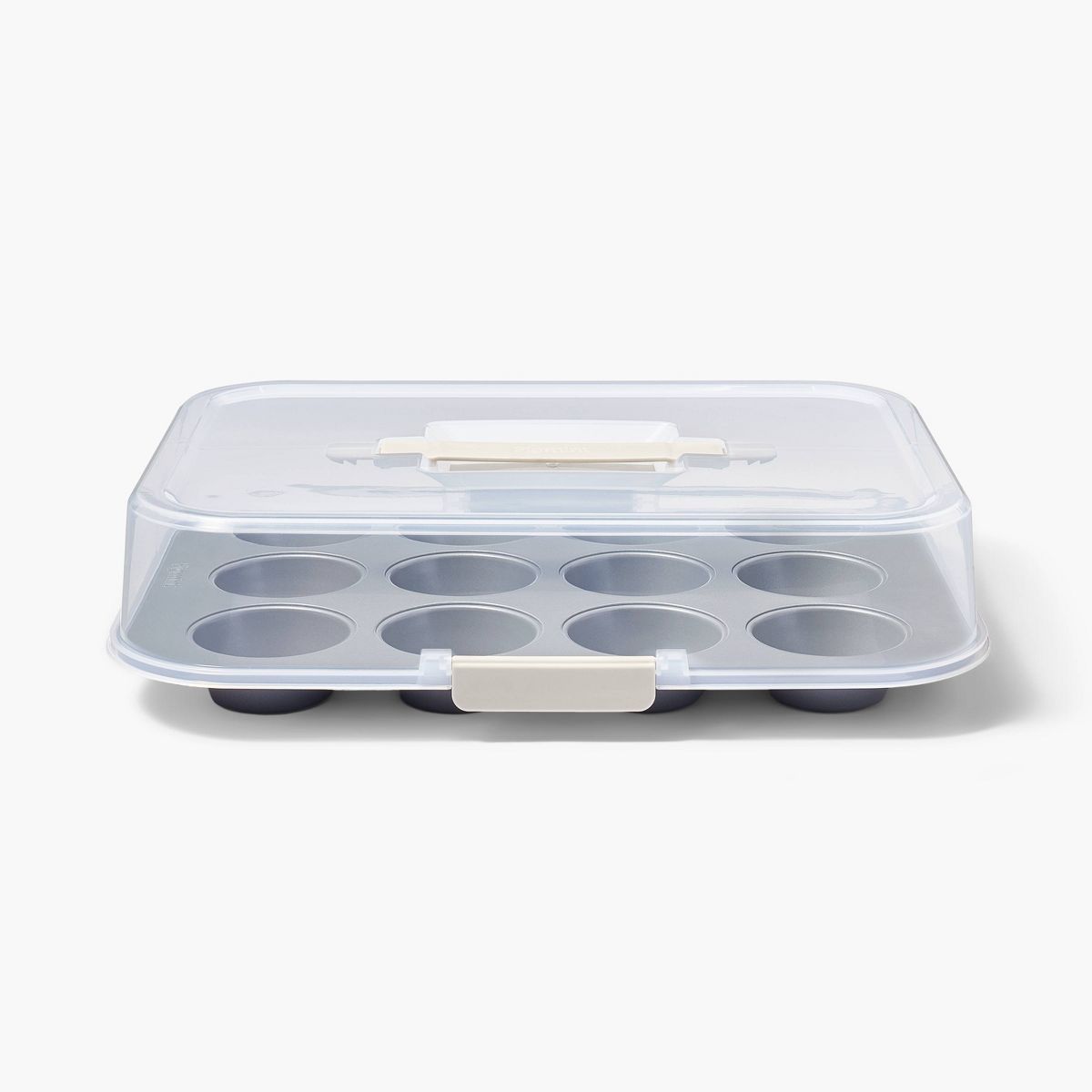 12ct Nonstick Aluminized Steel Muffin Pan with Lid Clear - Figmint™: Bakeware, Oven-Safe, Dishwasher-Safe, PTFE-Free