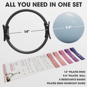 Pilates Ring Set ¨C 14¡± Magic Circle (38 lbs Resistance), 9.8¡± Pilates Ball, 5 Resistance Bands, and Exercise Guide Included - 1 of 4