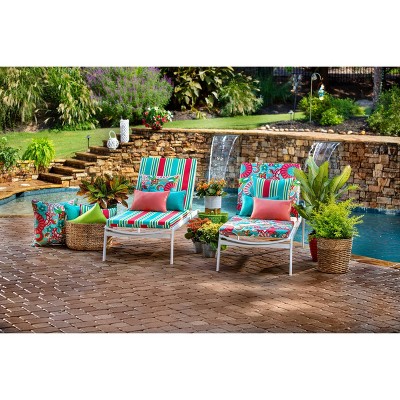 Sophia Turquoise and Coral Floral Rectangular Lumbar Pillows Set