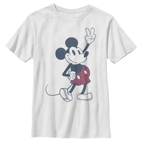 Boy's Mickey & Friends Plaid Mickey Mouse Retro T-shirt - White ...