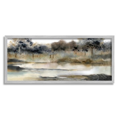 Stupell Trees By Lakeside Landscape Framed Giclee