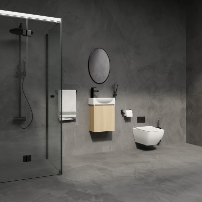 Grungis Modern Floating Bathroom Vanity Sink Combo with 1 Drawer,Modern Small Bathroom Sink Cabinet Set with Ceramic Basin