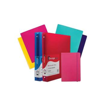 JAM Paper Back To School Assortments Pink 4 Heavy Duty Folders 2 1 Inch Binders & 1 Pink Journal