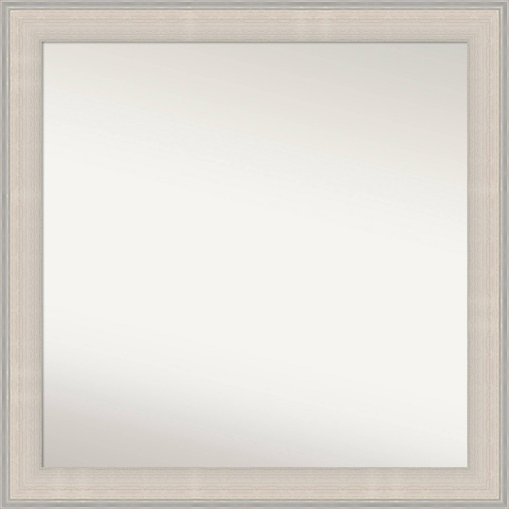 Photos - Wall Mirror 31"x31" Non-Beveled Cottage Wood Bathroom  White/Silver - Amant