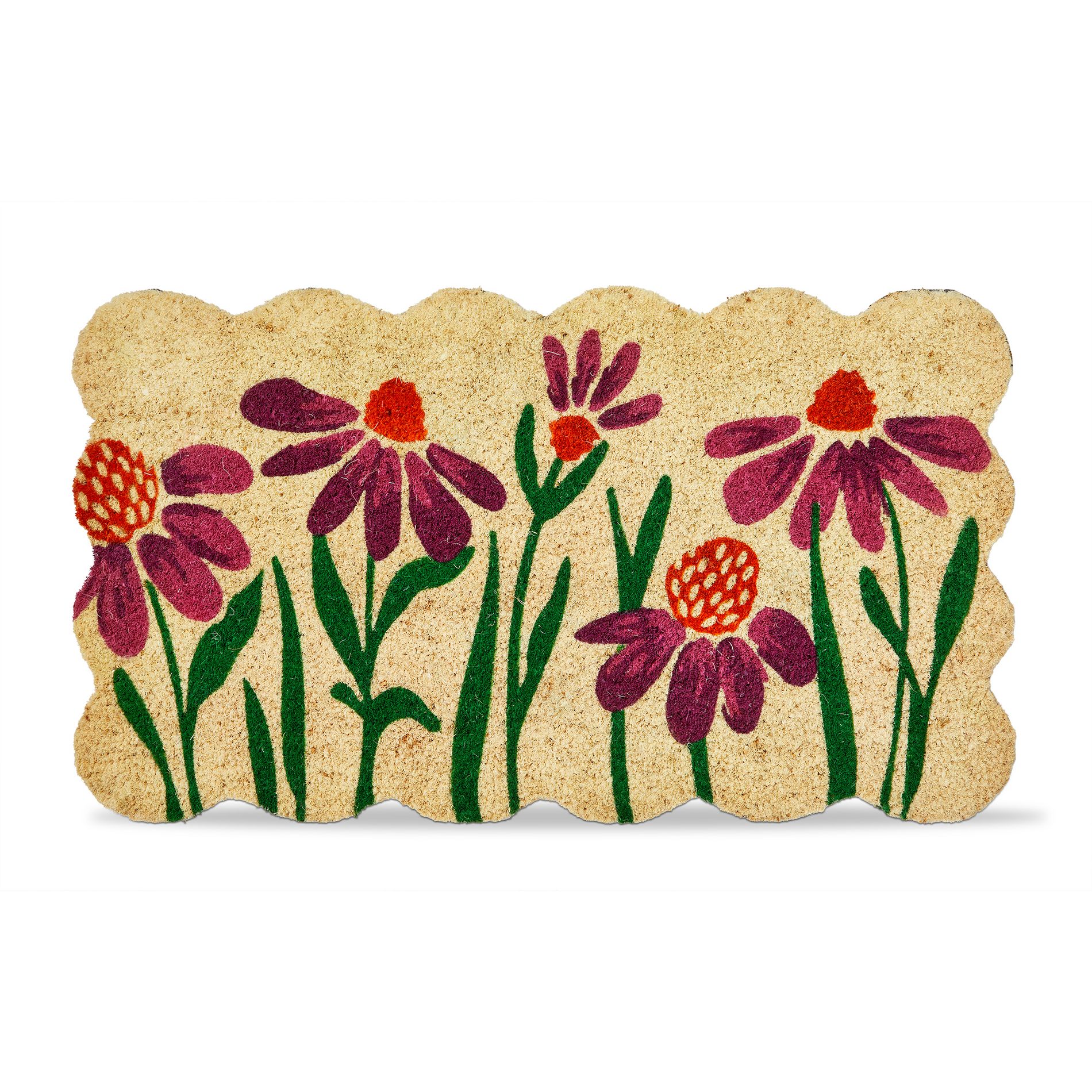 tag 1'6" x 2'6" Scallop Coneflower Non-Slip Coir Mat Multi Everyday Indoor Outdoor Doormat