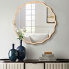SEVOBAL Wall Mirror Wave Wood Frame Round Mirrors for Wall HD Reflection Large Mirror Big Mirror Bedroom Bathroom Entryway, Beige, 36"*36"*1.18" - 2 of 4