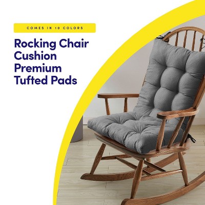 Gray Tufted Non-Slip Rocking Chair Cushion Set