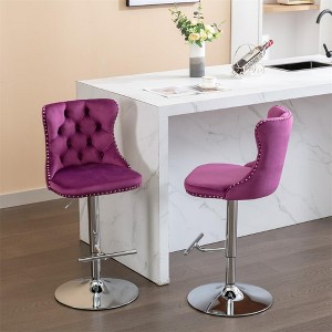 Set of 2 Swivel PU Leather Bar Stools,Chrome Base Bar Stools with Comfortable Back - 1 of 4
