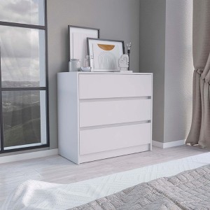 31'' H Wood Chest of dressers with Three Drawers, Metal Rails, Top Surface for Display, and Sleek Style - 1 of 4