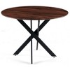 Table Mid-century Dining Table for 4-6 people With Round Mdf Table Top, Pedestal Dining Table,BLACK AND WOOD COLOR - 3 of 4