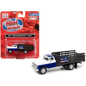 1960 Ford Stake Bed Truck "Chevron" Blue and White 1/87 (HO) Scale Model Car by Classic Metal Works - 1 of 3