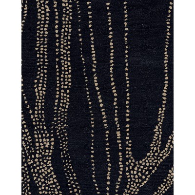 Navy Blue Abstract Hand-Tufted Wool Rug 2' x 3'