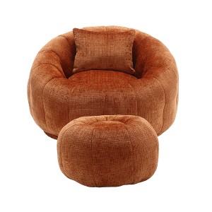 Cesicia Modern Extra Large Round Bean Bag Chair with Footrest, Chenille Fabric Lazy Sofa with Pillow, for Indoor use - 1 of 4