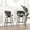 PAGED 28" Swivel Counter and Bar Stools,Upholstered Arm Chair for Kitchen Island,Technical Leather Woven,Set of 2 - 3 of 4