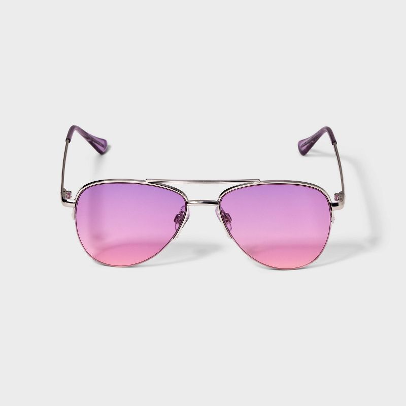 Girls&#39; Metal Aviator Sunglasses - art class&#8482; Purple, 1 of 3