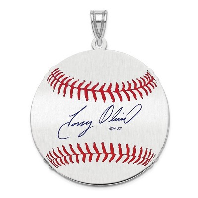 Black Bow Jewelry Sterling Silver Tony Oliva Signature LG Enamel Baseball Pendant