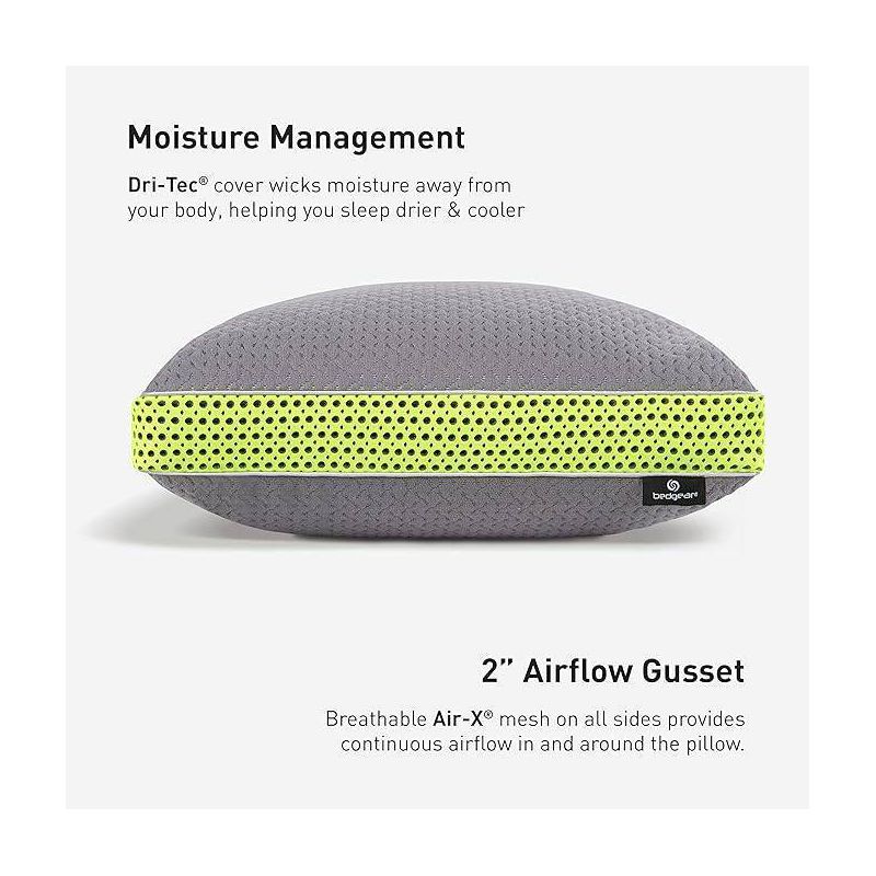 Bedgear Performance Pillow Medium Soft Hypoallergenic for Back Stomach Side and Multi-Position Sleepers, 5 of 9