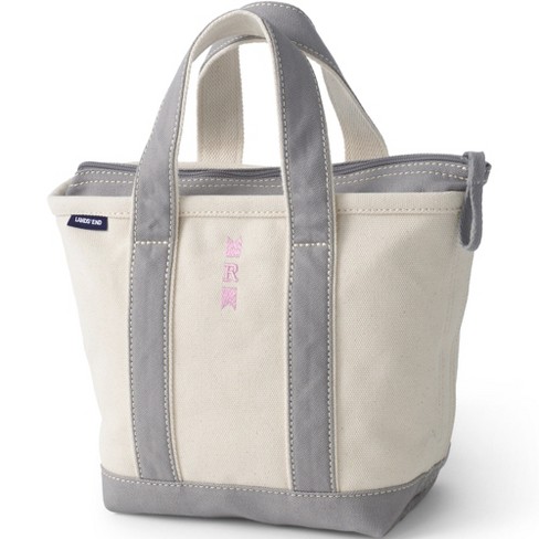 Lands' End Small Natural Zip Top Canvas Tote Bag