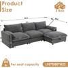 TiramisuBest 130"/96.5" Modular L Shape Chenille Sectional with Folding Table, 2 Armrest Pillows and Free Movement Ottoman, Chenille-5 Seat/4 Seat - 3 of 4
