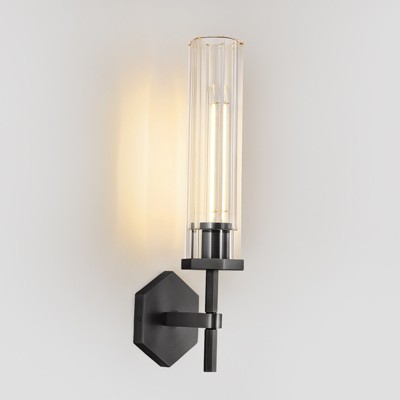 CityFurn 1-Light Modern Black Wall Sconce with Crystal Glass