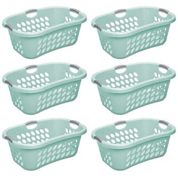 Sterilite 1.25 Bushel Ultra HipHold Laundry Basket, Plastic with Comfort Handles and Hip Hugging Curve for Easy Carrying of Clothes, Aqua, 6-Pack