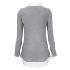Clearlove Women's Long Sleeve V Neck Contrast Collar Shirt A-line Pleated Office Tunic - 4 of 4